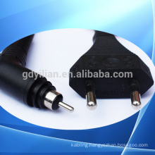 European two lines power turn tail power cord plug/power cord